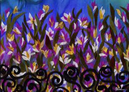 Gershman Marina. Irises ( 18x13 см / ткань / авторская техника / 2009 г. )