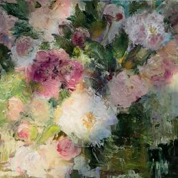 Shem Tov Elena. Пионы ( 50x50 см / холст / авторская техника / 2020 г. )