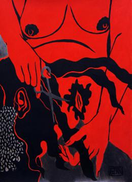 Plotkin Dmitry. SAMSON AND DELILAH - series "BIBLICAL EROS" ( 29x43 см / бумага / темпера / 2018 г. )