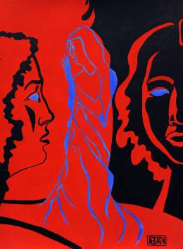 Plotkin Dmitry. LOT AND THE DAUGHTERS - series "BIBLICAL EROS" ( 29x43 см / бумага / темпера / 2018 г. )
