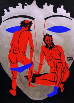 Plotkin Dmitry. SUSANNA CAUGHT BY THE ELDERS FOR THE STRIP - series "BIBLICAL EROS" ( 29x43 см / бумага / темпера / 2018 г. )