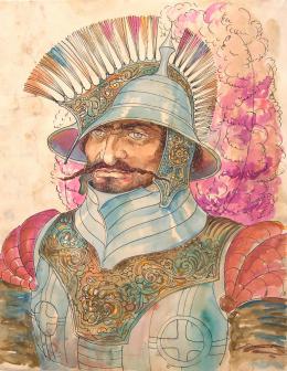 Ройтих Геннадий. ГЕНЕРАЛ ( тушь, акварель / 1983 г. )