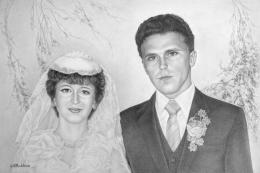 Bukhin Maya. 30 years together. ( 52x36 см / ватман / карандаш / 2015 г. )