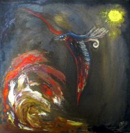 Rinenberg David. Искривление пространства ( 33x33 см / ткань / масло / 2013 г. )