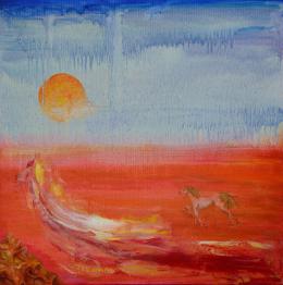Rinenberg David. Искривление времени ( 45x45 см / ткань / масло / 2013 г. )