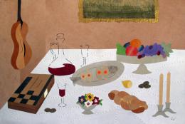 Verhovsky Lora. Jewish Table ( 120x79 см / другое / авторская техника )