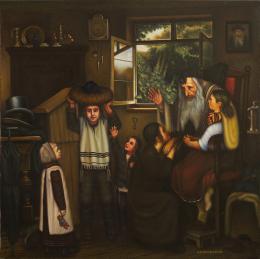 Гуревич Эдуард. Дорогие гости. Штреймел деда. ( 89x91 см / холст / масло / 2016 г. )