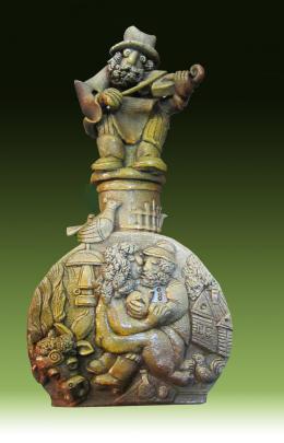Бендерский Роман. Деревенский роман. ( 20x25 см / керамика / авторская техника / 2015 г. )