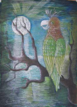 Бендерский Роман. Разговор с луной. 2019 г., пастель, 50х70 ( 70x50 см / картон / пастель / 2019 г. )