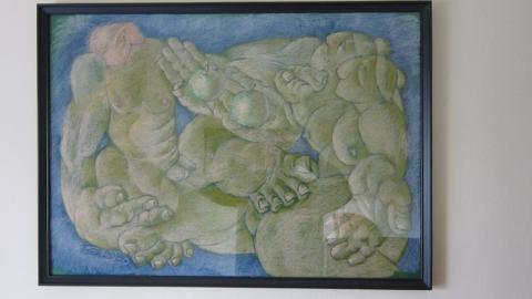 Бендерский Роман Симхович. Адам и две Евы. 2019 г., пастель, 50х70